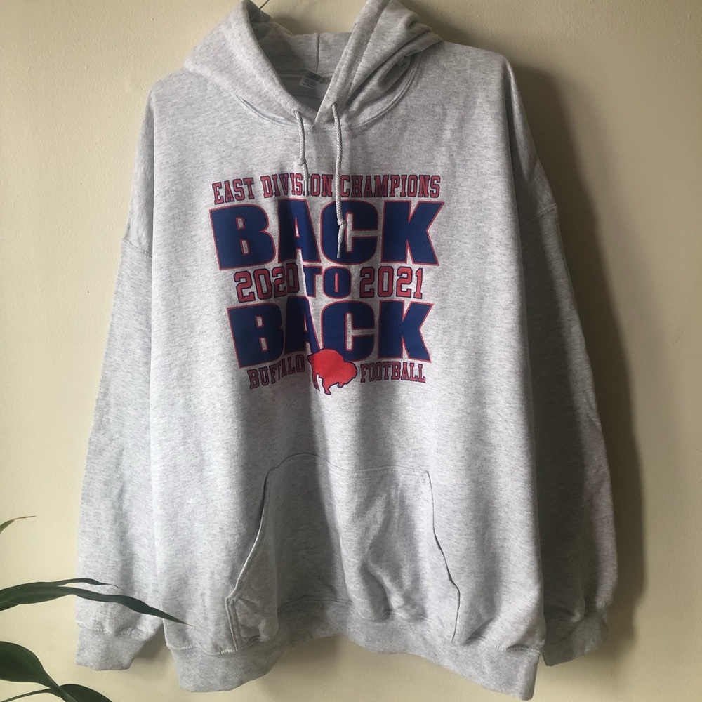 ❤️NWOT Buffalo Bills Back to Back East Division Champions 2020-2021 Grey Hoodie